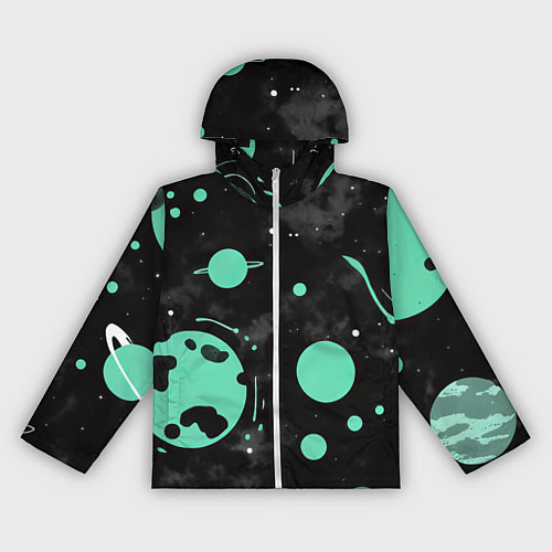 Женская ветровка Чёрно-мятный космос от нейросети / 3D-Белый – фото 1