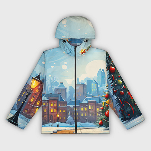 Женская ветровка Новогодний город / 3D-Черный – фото 1