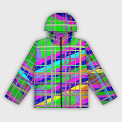 Ветровка с капюшоном женская Неоновые перпендикулярные полосы, цвет: 3D-черный