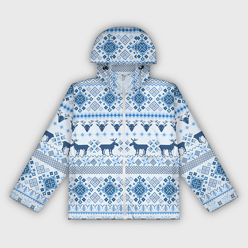 Женская ветровка Blue sweater with reindeer / 3D-Белый – фото 1