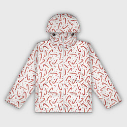 Ветровка с капюшоном женская Caramel cane new years pattern, цвет: 3D-белый
