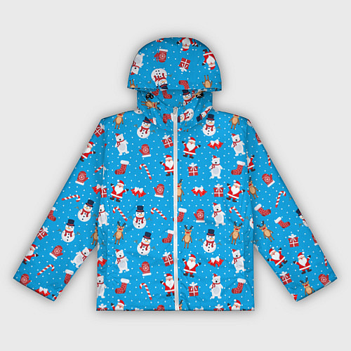 Женская ветровка Новогодний голубой принт / 3D-Белый – фото 1