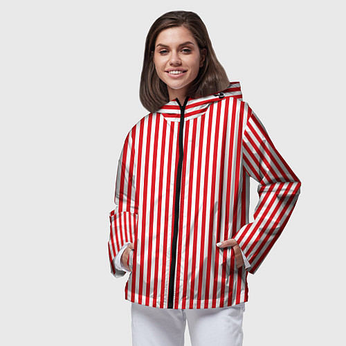 Женская ветровка Красная полоса / 3D-Черный – фото 3