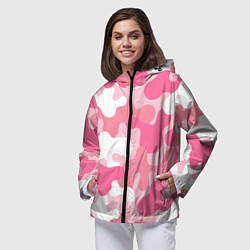 Ветровка с капюшоном женская Камуфляж розовый, цвет: 3D-черный — фото 2