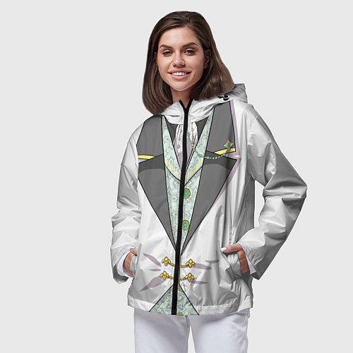 Женская ветровка Белый мультяшный фрак с шейным платком / 3D-Черный – фото 3