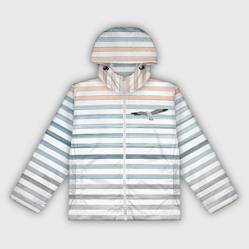 Женская ветровка Море скрытое в полосках тельняшки чайка / 3D-Белый – фото 1