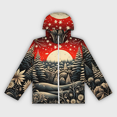 Женская ветровка Новогодняя сказка зимний рисунок / 3D-Белый – фото 1