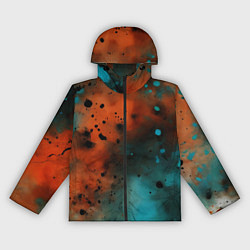 Ветровка с капюшоном женская Акварельные брызги в оранжевом, цвет: 3D-черный