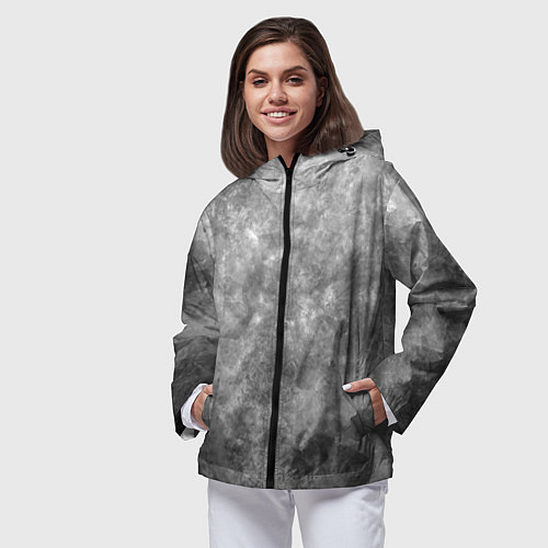 Женская ветровка Абстракция - grey sky / 3D-Черный – фото 3