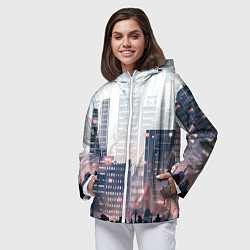 Ветровка с капюшоном женская Безмятежный город, цвет: 3D-белый — фото 2