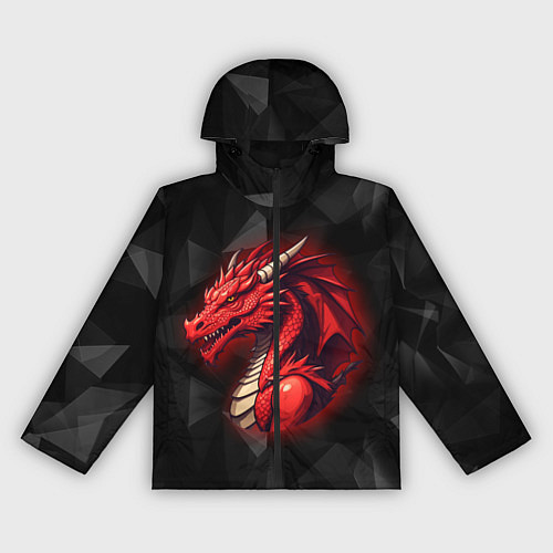 Женская ветровка Красный дракон на полигональном черном фоне / 3D-Черный – фото 1