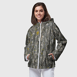 Ветровка с капюшоном женская Узор коры дерева, цвет: 3D-белый — фото 2