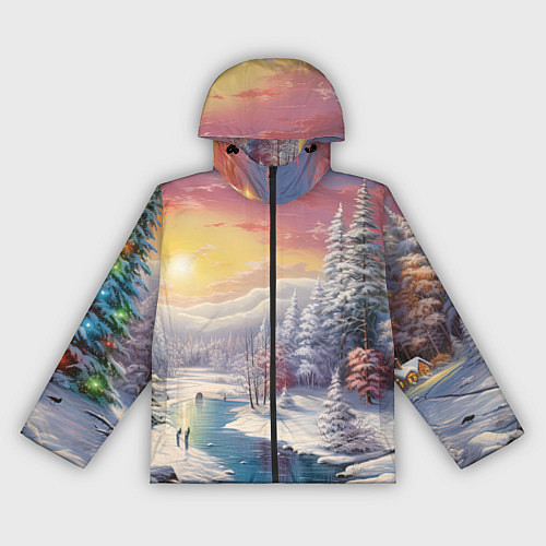 Женская ветровка Сказочное сияние нового года / 3D-Черный – фото 1