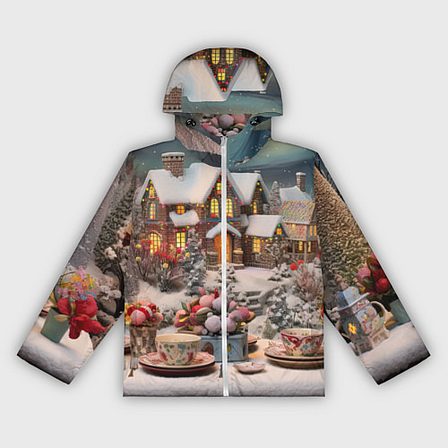 Женская ветровка Объемные новогодние домики / 3D-Белый – фото 1