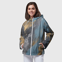 Ветровка с капюшоном женская Мазки краски - нейросеть, цвет: 3D-белый — фото 2