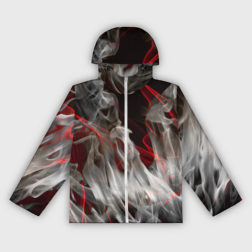 Женская ветровка Дым и красные узоры / 3D-Белый – фото 1