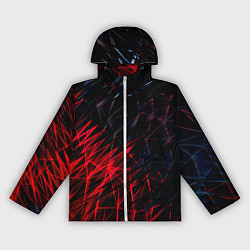 Ветровка с капюшоном женская Красно чёрные узоры, цвет: 3D-белый