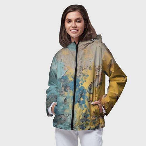 Женская ветровка Гранжевая стена с краской / 3D-Черный – фото 3