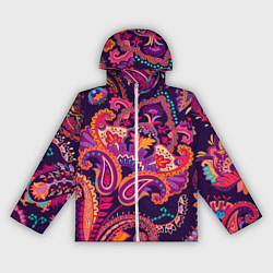 Ветровка с капюшоном женская Индийские этнические узоры, цвет: 3D-белый