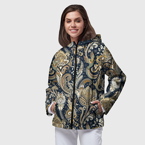 Женская ветровка Индийские этнические узоры пейсли / 3D-Черный – фото 3