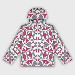 Ветровка с капюшоном женская Геометрический узор красно серый, цвет: 3D-белый