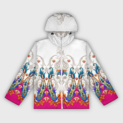 Ветровка с капюшоном женская Цветочный сказочный узор, цвет: 3D-белый