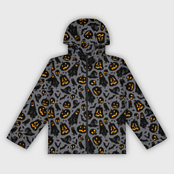 Ветровка с капюшоном женская Праздничный узор хэллоуина, цвет: 3D-черный