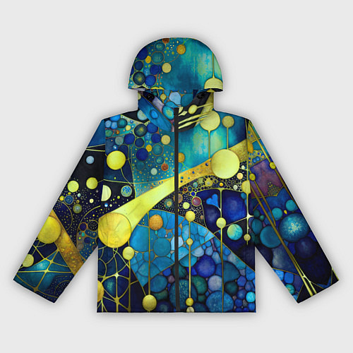 Женская ветровка Абстракция в жёлто синих тонах с кругами и линиями / 3D-Черный – фото 1