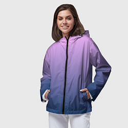 Ветровка с капюшоном женская Рассвет розовый и синий градиент 3d, цвет: 3D-черный — фото 2