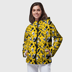 Ветровка с капюшоном женская Музыкальный рокенрольный узор, цвет: 3D-черный — фото 2