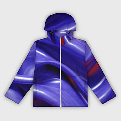 Ветровка с капюшоном женская Фиолетовые абстрактные волны, цвет: 3D-белый