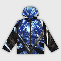 Ветровка с капюшоном женская Синяя и черная конструкция абстракция, цвет: 3D-черный