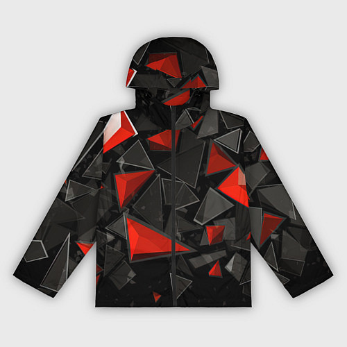 Женская ветровка Черные и красные треугольные частицы / 3D-Черный – фото 1