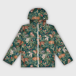 Ветровка с капюшоном женская Goblincore - лес зверей, цвет: 3D-белый