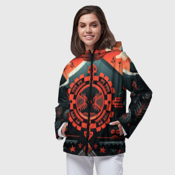 Ветровка с капюшоном женская Рисунок в стиле американских индейцев, цвет: 3D-черный — фото 2