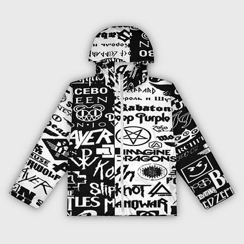 Женская ветровка Логотипы лучших групп черно белый / 3D-Белый – фото 1