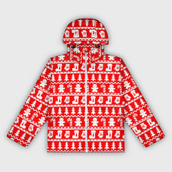 Женская ветровка Новогодний узор с пряничными человечками и елками