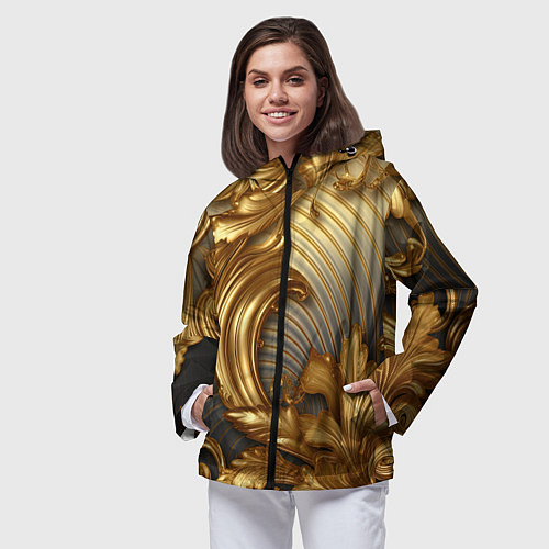 Женская ветровка Золотая текстура и абстракции / 3D-Черный – фото 3