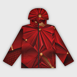 Ветровка с капюшоном женская Красный материал со складками, цвет: 3D-черный