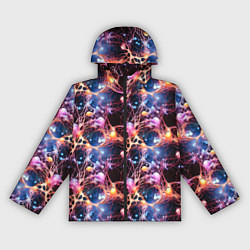 Ветровка с капюшоном женская Узор нейронные связи, цвет: 3D-черный