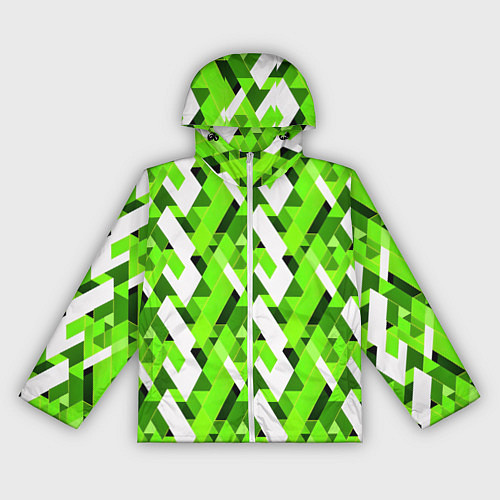 Женская ветровка Зелёные и белые фигуры / 3D-Белый – фото 1