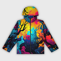Ветровка с капюшоном женская Неопределенный камуфляж, цвет: 3D-черный