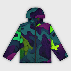 Ветровка с капюшоном женская Неопределенный яркий камуфляж, цвет: 3D-черный