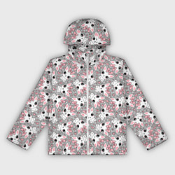 Ветровка с капюшоном женская Котята с бантиками, цвет: 3D-белый