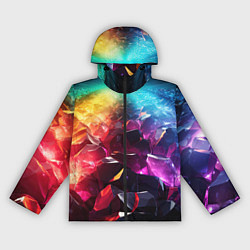 Ветровка с капюшоном женская Радужные блестящие камни, цвет: 3D-черный