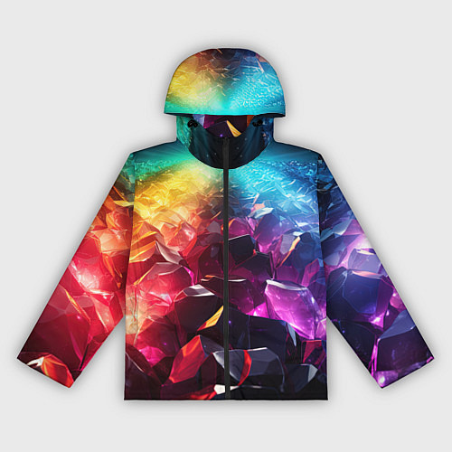 Женская ветровка Радужные блестящие камни / 3D-Черный – фото 1