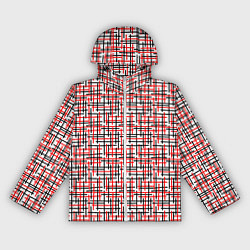 Ветровка с капюшоном женская Пересекаемые цветные полосы, цвет: 3D-белый