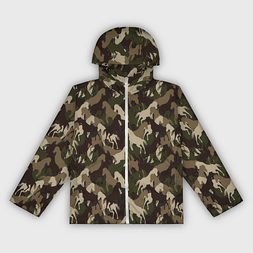 Женская ветровка Лошади камуфляж / 3D-Белый – фото 1