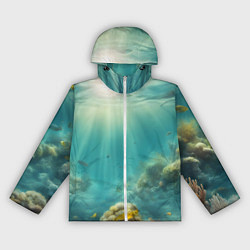 Ветровка с капюшоном женская Рыбы под водой, цвет: 3D-белый