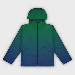 Ветровка с капюшоном женская Темно-зеленый и синий градиент, цвет: 3D-черный